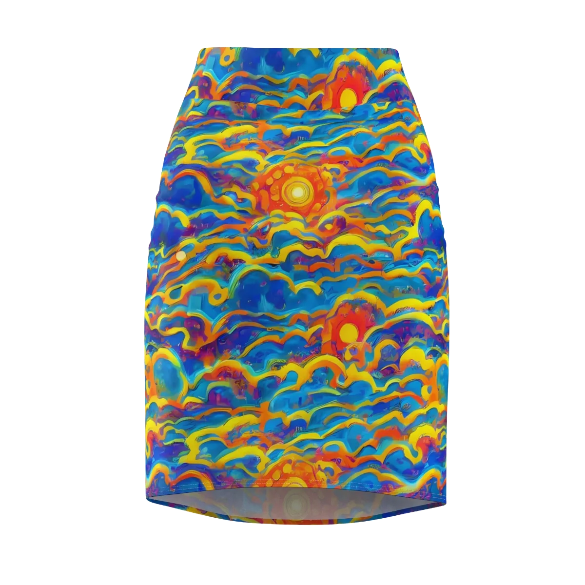 Chroma Ripple on Pencil Skirt — Front