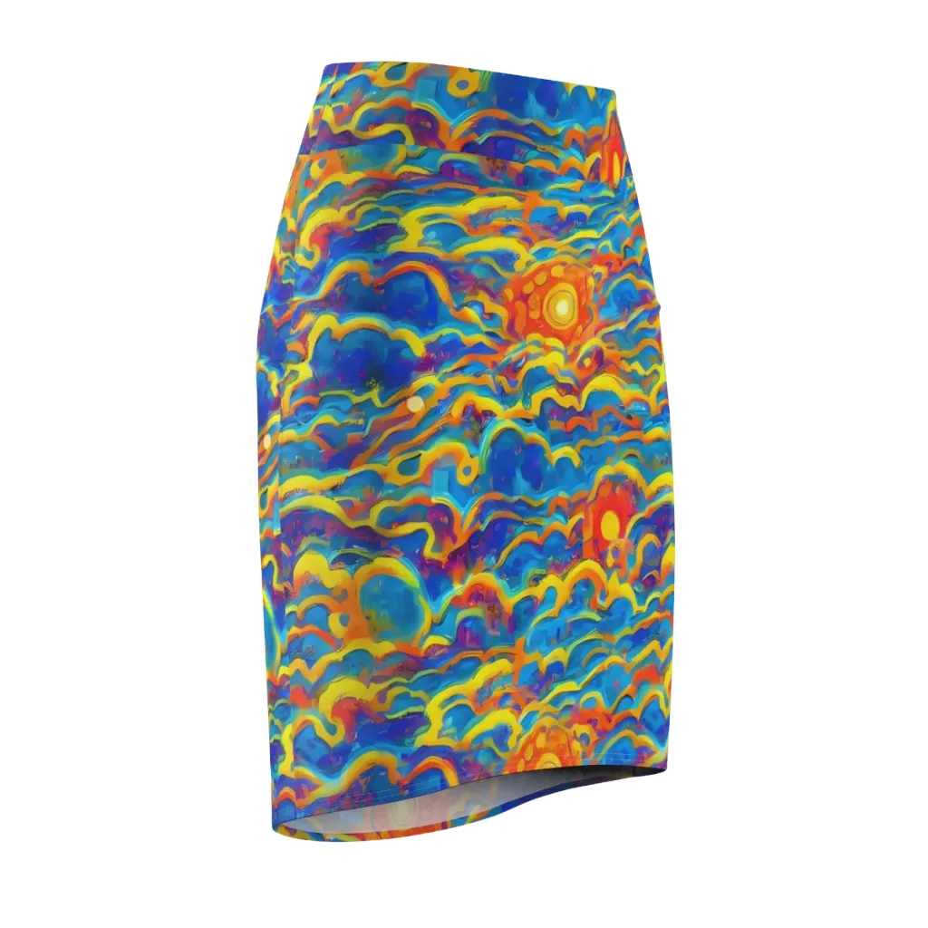 Chroma Ripple on Pencil Skirt — Front Side