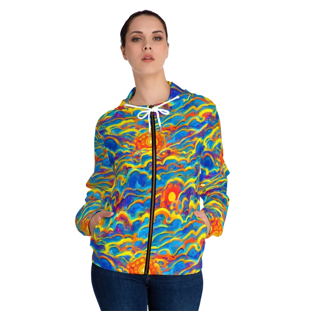 Chroma Ripple on Women's Full-Zip Hoodie — Front On Person