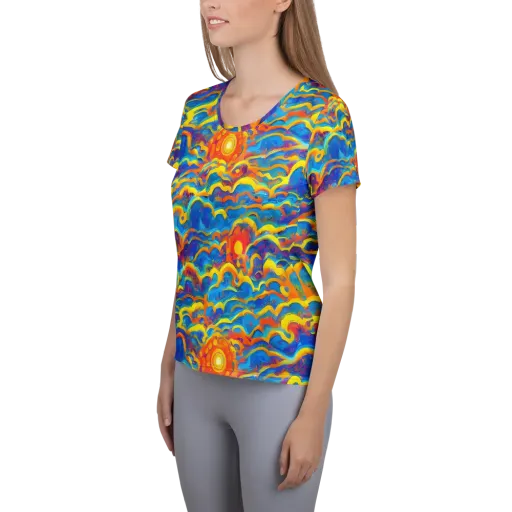 Chroma Ripple on a Women's Athletic T-Shirt