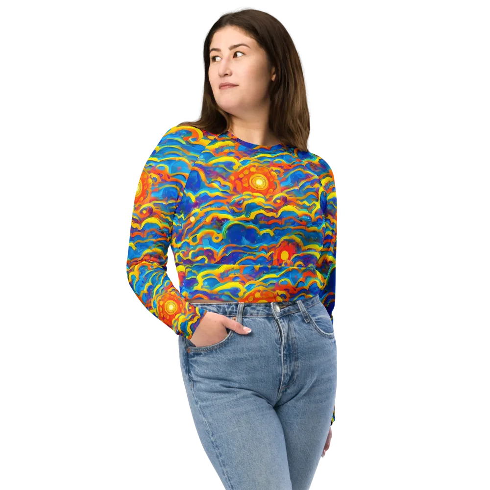 Chroma Ripple on Long Sleeve Crop Top — Front