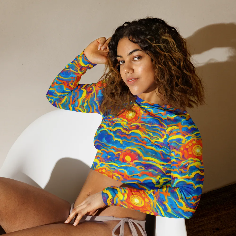 Chroma Ripple on Long Sleeve Crop Top — Left Front
