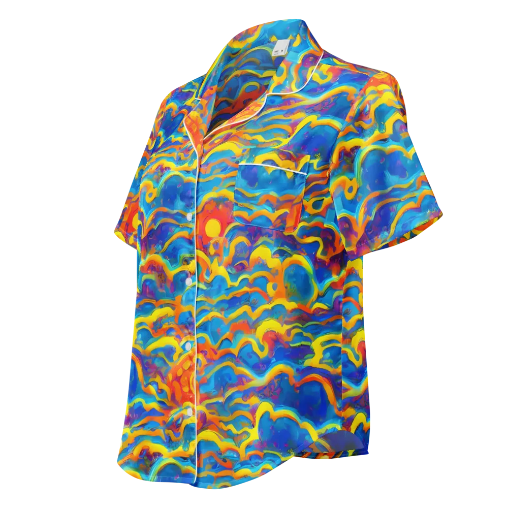Chroma Ripple on Women's Short Sleeve Pajama Top — Left Front