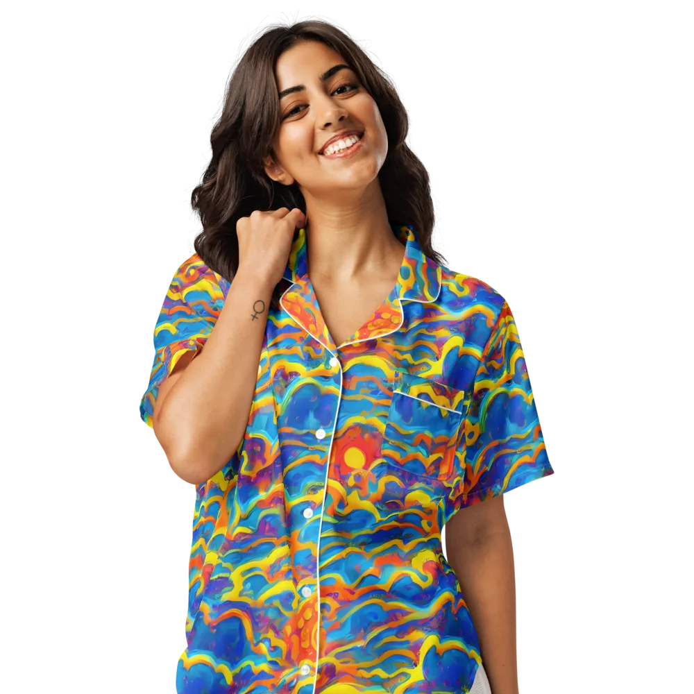 Chroma Ripple on Women's Short Sleeve Pajama Top — Front