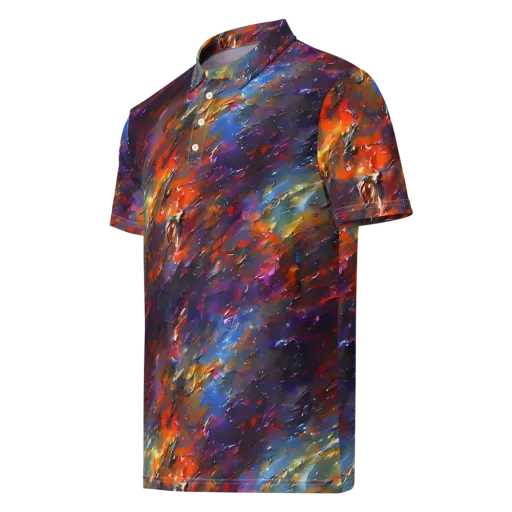Auroral Ripples on a Men's Slim Fit Polo Shirt