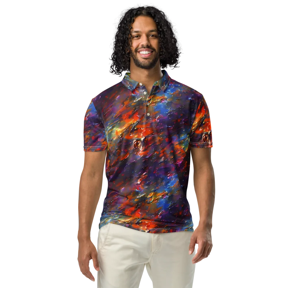 Auroral Ripples on Men's Slim Fit Polo Shirt — Front