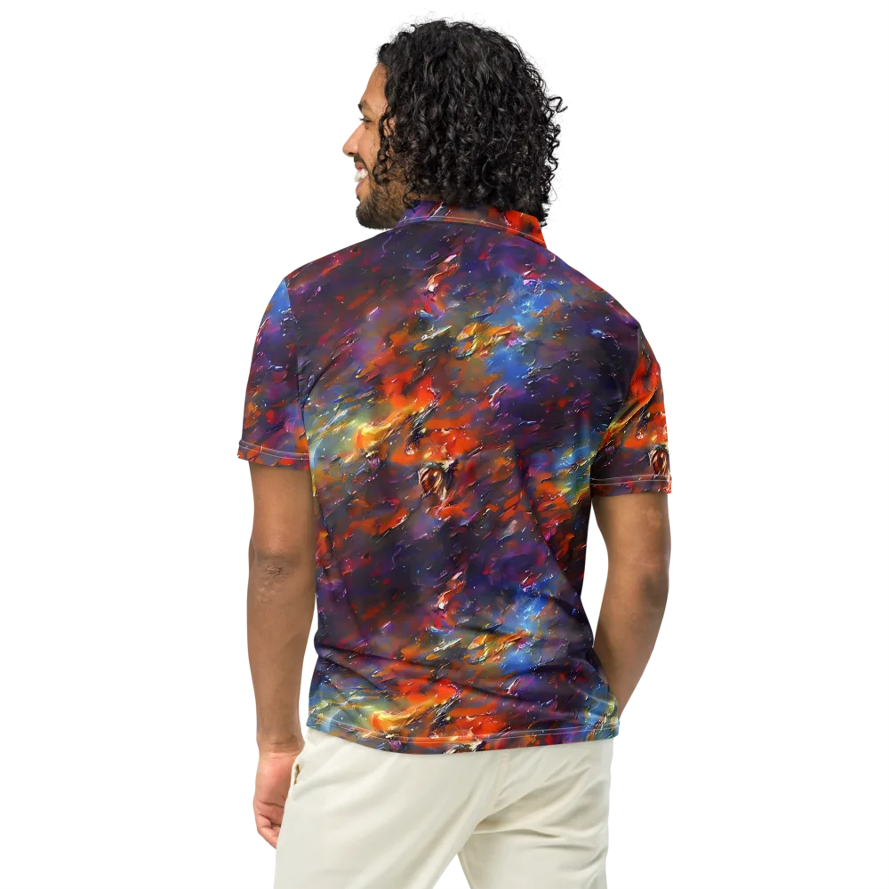 Auroral Ripples on Men's Slim Fit Polo Shirt — Back