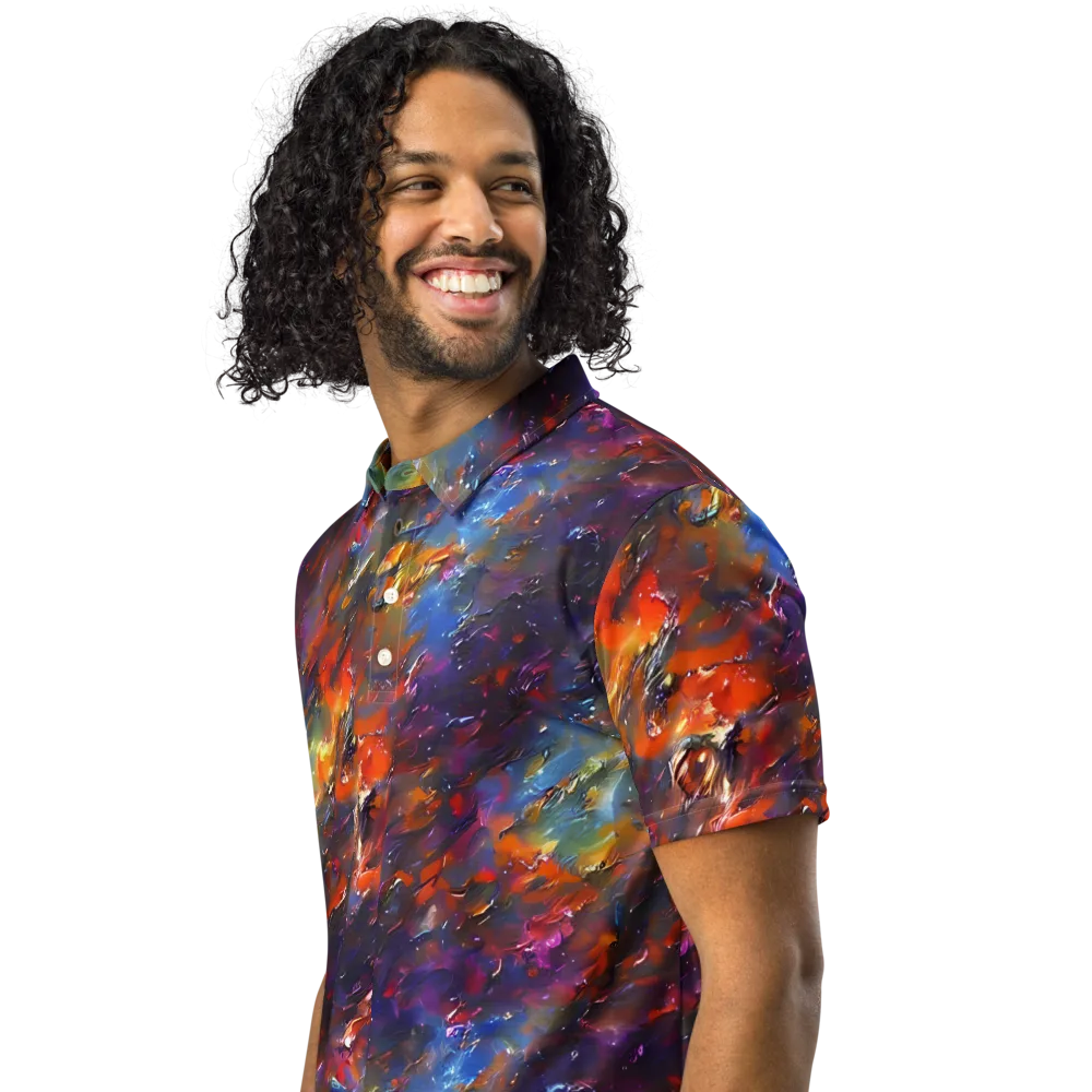 Auroral Ripples on Men's Slim Fit Polo Shirt — Left Front