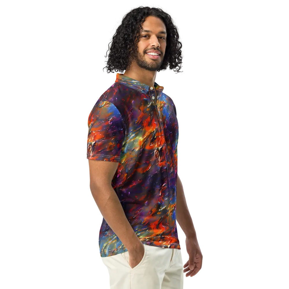 Auroral Ripples on Men's Slim Fit Polo Shirt — Right Front