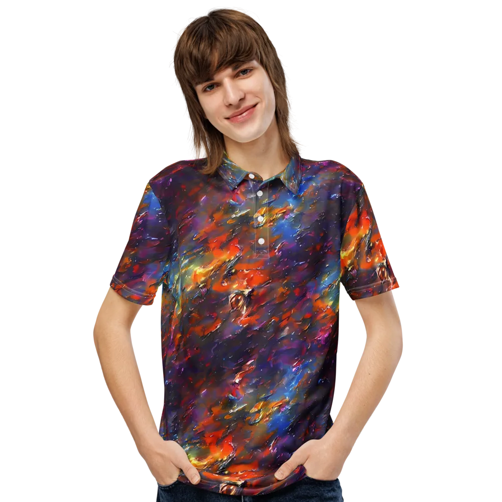 Auroral Ripples on Men's Slim Fit Polo Shirt — Front