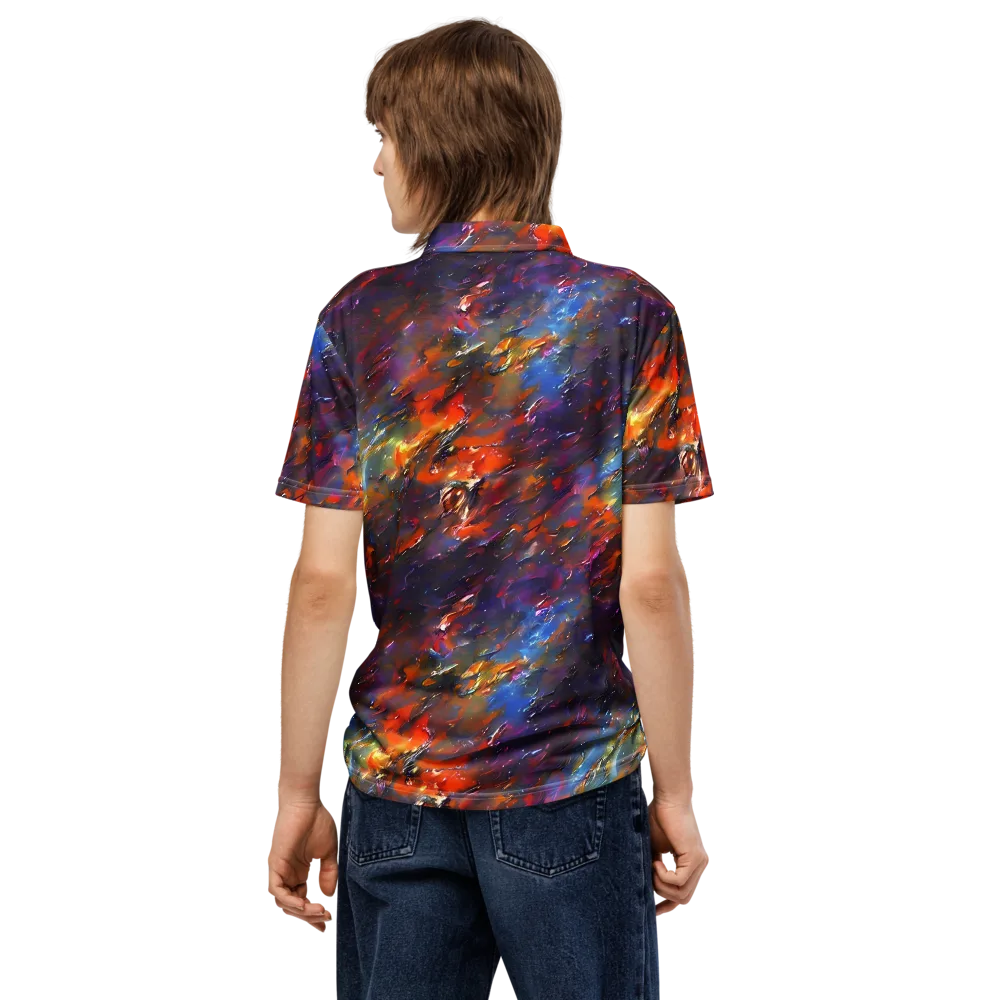 Auroral Ripples on Men's Slim Fit Polo Shirt — Back