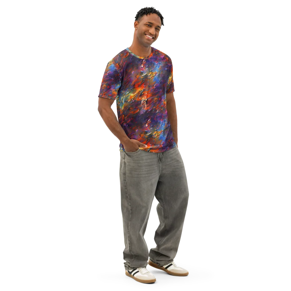 Auroral Ripples on Men's Cotton Crew Neck T-Shirt — Right Front