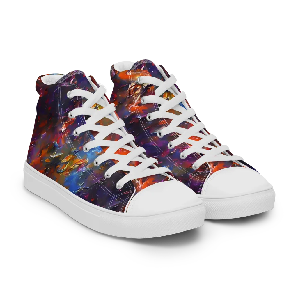 Auroral Ripples on Men's High Top Canvas Shoes — Right Front