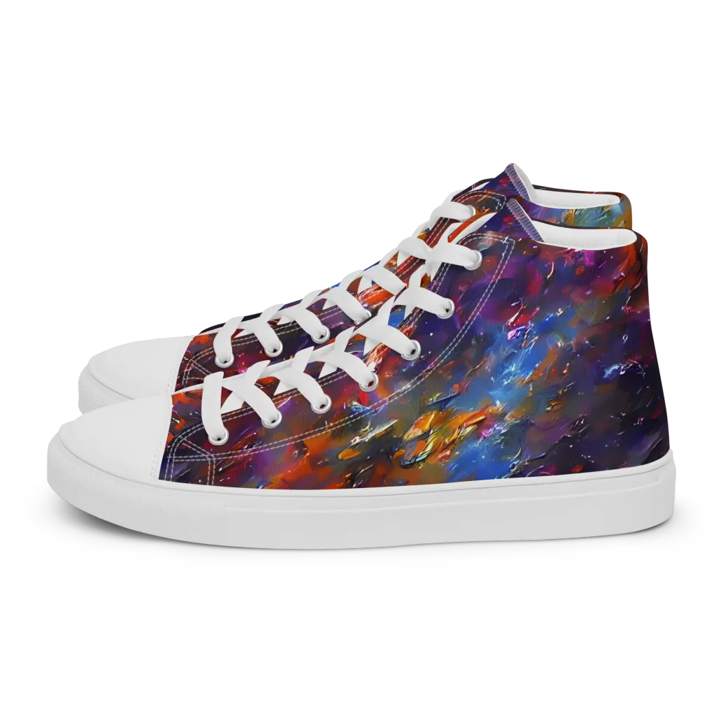 Auroral Ripples on Men's High Top Canvas Shoes — Left