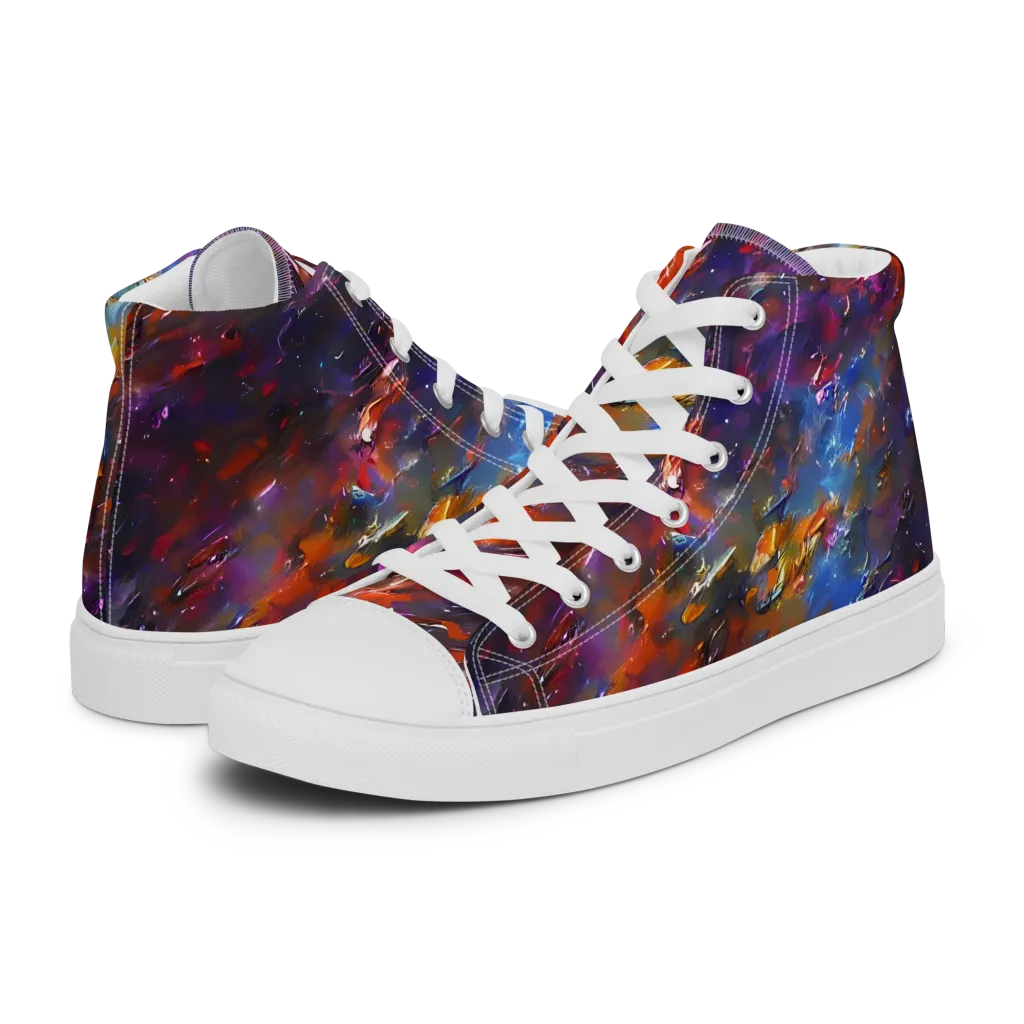 Auroral Ripples on Men's High Top Canvas Shoes — Left