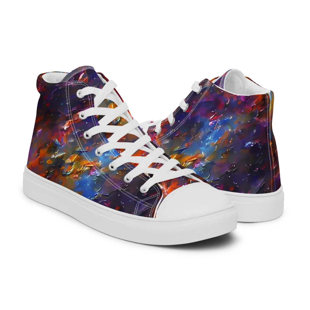 Auroral Ripples on Men's High Top Canvas Shoes — Right