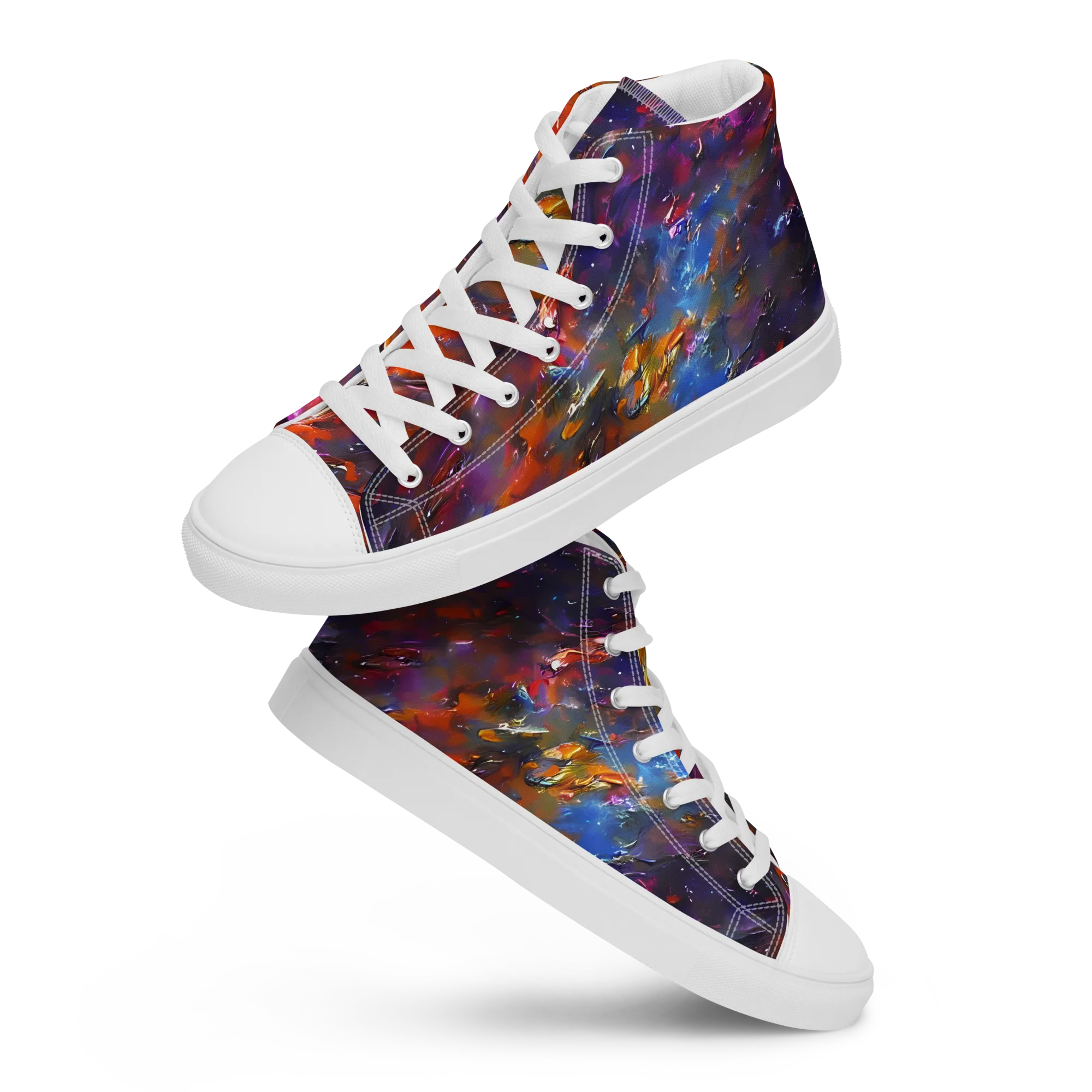 Auroral Ripples on Men's High Top Canvas Shoes — Front