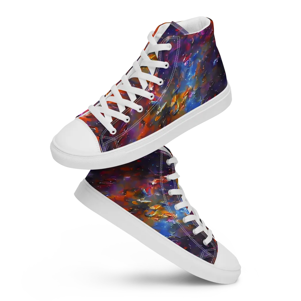 Auroral Ripples on Men's High Top Canvas Shoes — Front
