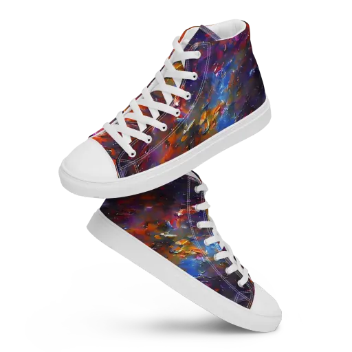 Auroral Ripples on a Men's High Top Canvas Shoes