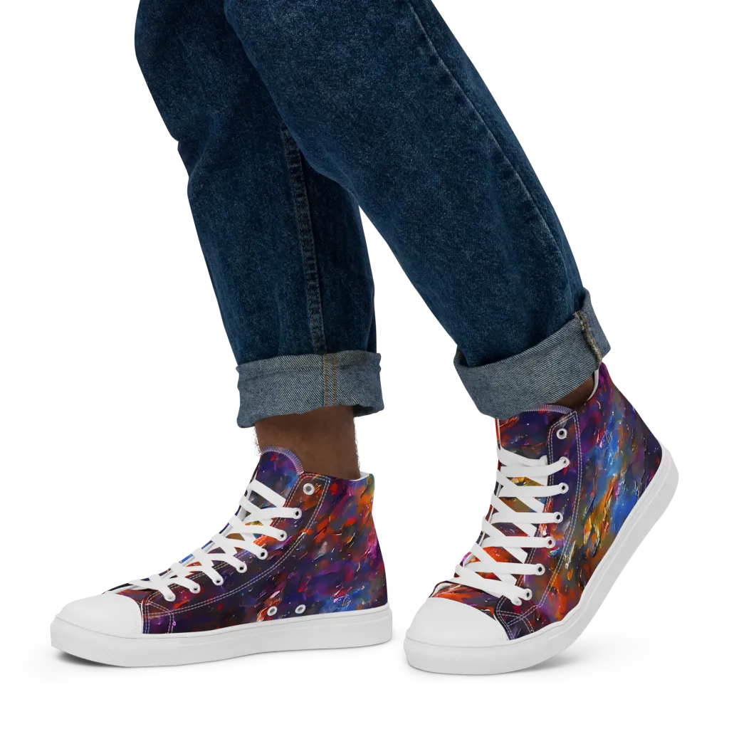 Auroral Ripples on Men's High Top Canvas Shoes — Left