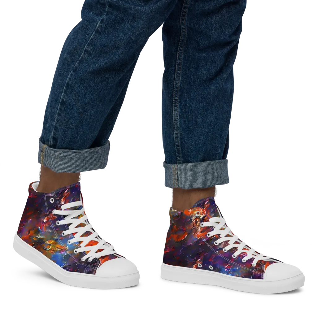 Auroral Ripples on Men's High Top Canvas Shoes — Right