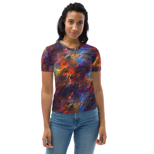 Auroral Ripples on a Women's Crew Neck T-Shirt