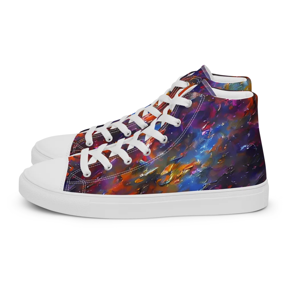 Auroral Ripples on Women's High Top Canvas Shoes — Left