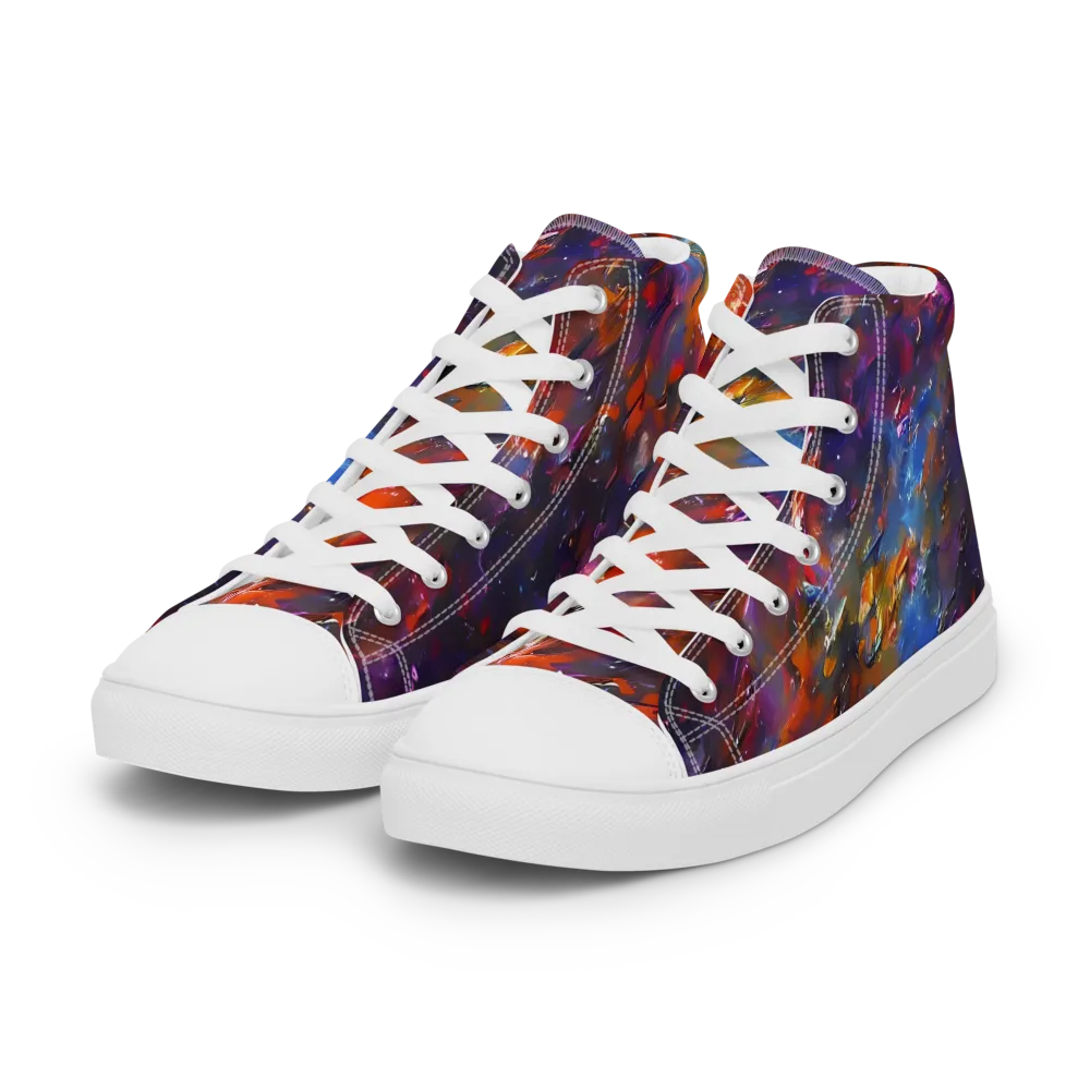 Auroral Ripples on Women's High Top Canvas Shoes — Left Front