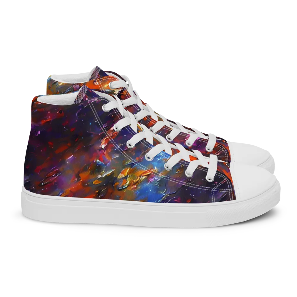 Auroral Ripples on Women's High Top Canvas Shoes — Right