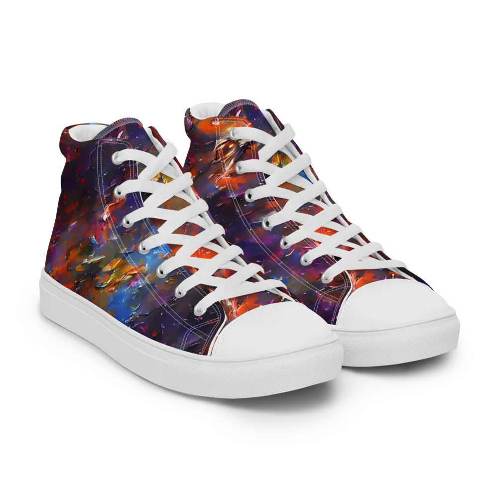 Auroral Ripples on Women's High Top Canvas Shoes — Right Front
