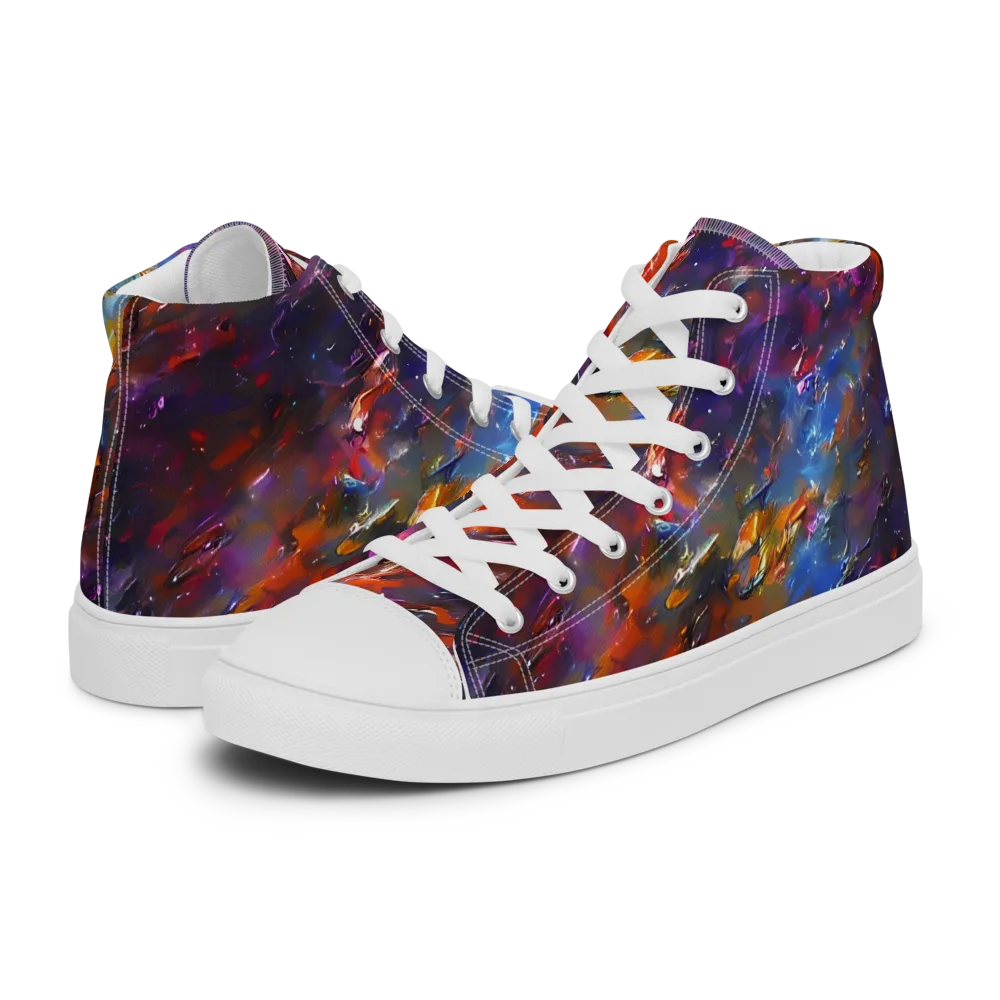Auroral Ripples on Women's High Top Canvas Shoes — Left