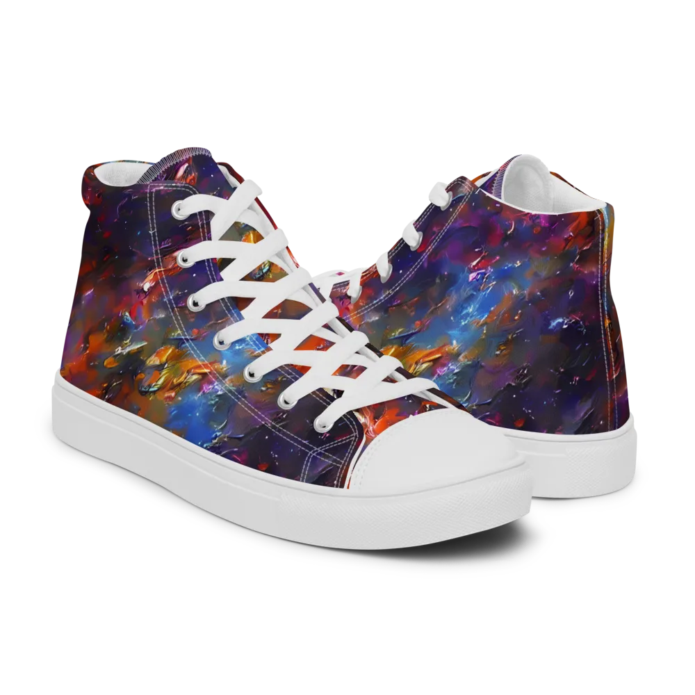 Auroral Ripples on Women's High Top Canvas Shoes — Right