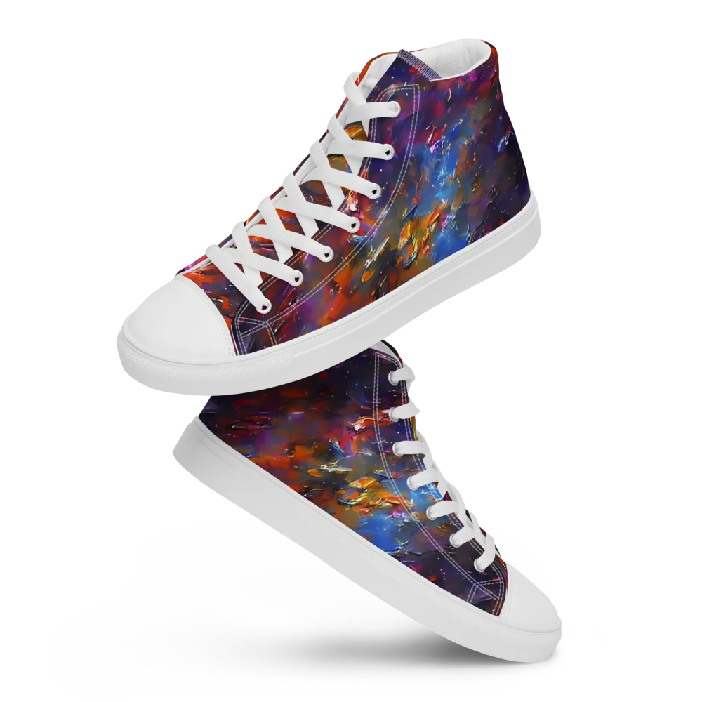 Auroral Ripples on Women's High Top Canvas Shoes — Front