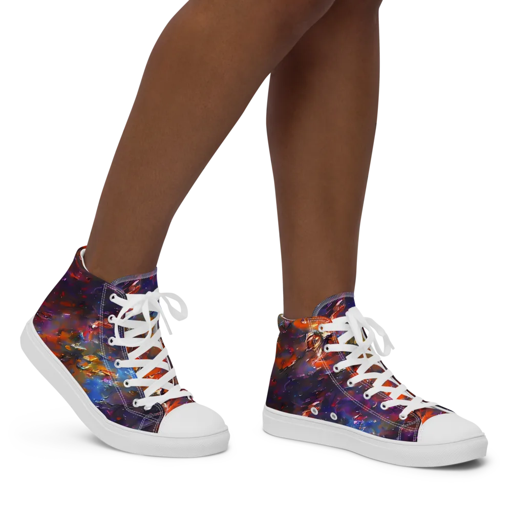 Auroral Ripples on Women's High Top Canvas Shoes — Right
