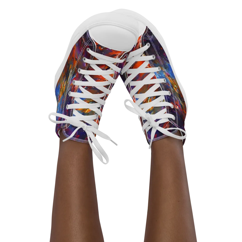 Auroral Ripples on Women's High Top Canvas Shoes — Front