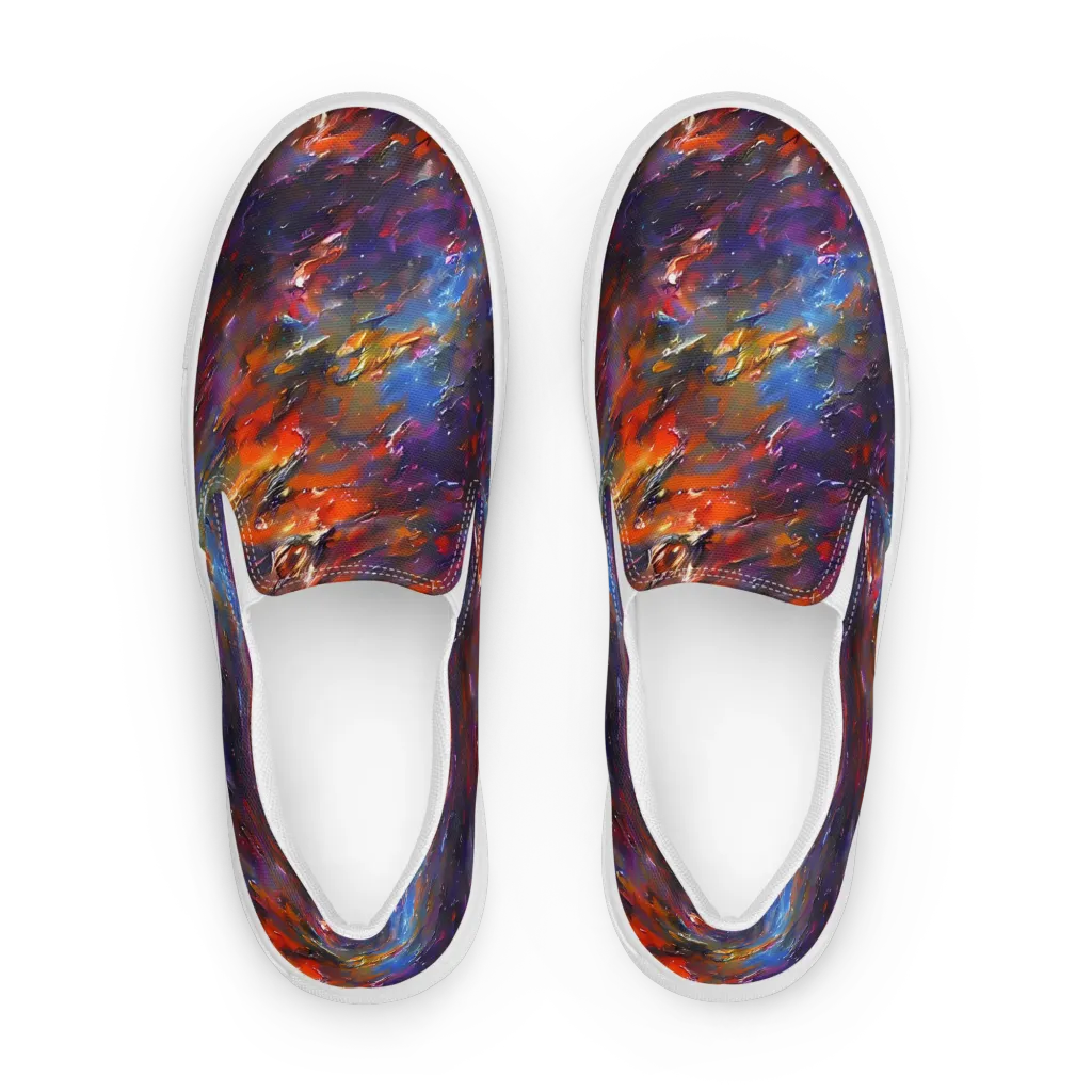 Auroral Ripples on Men's Slip-On Canvas Shoes — Front