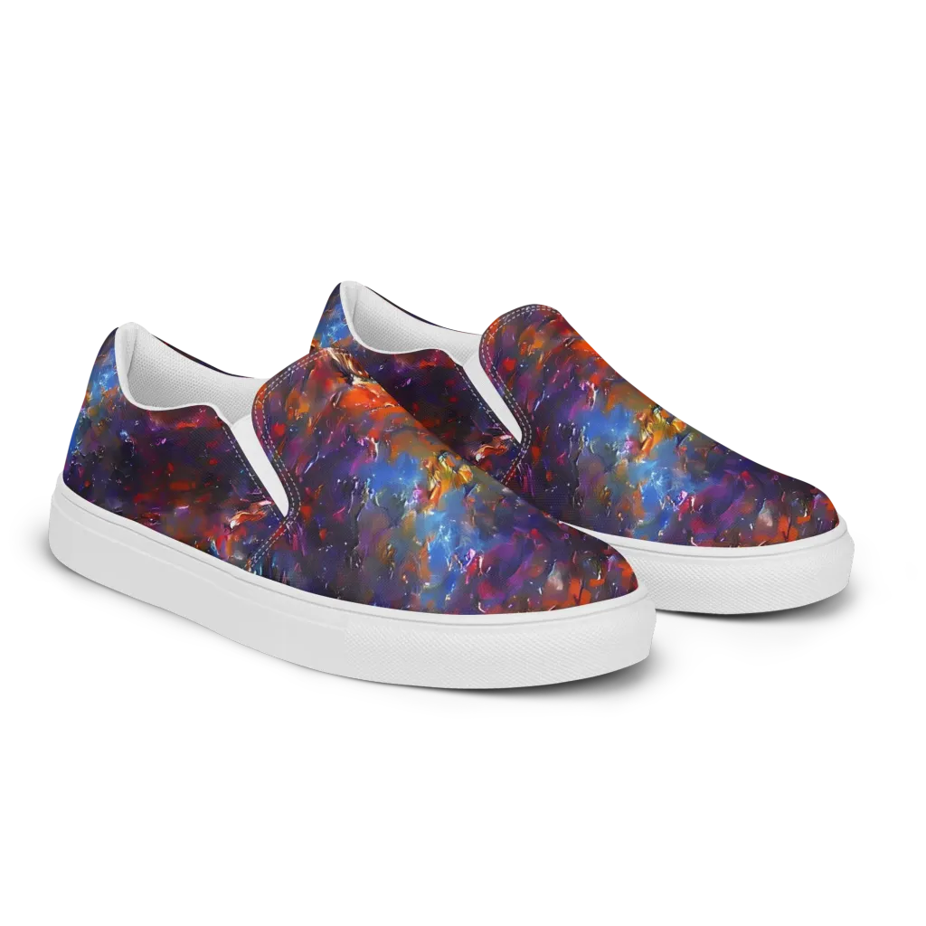 Auroral Ripples on Men's Slip-On Canvas Shoes — Right Front
