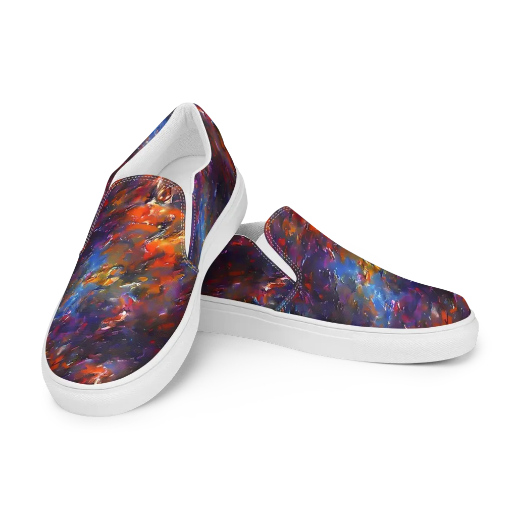 Auroral Ripples on Men's Slip-On Canvas Shoes — Left Front