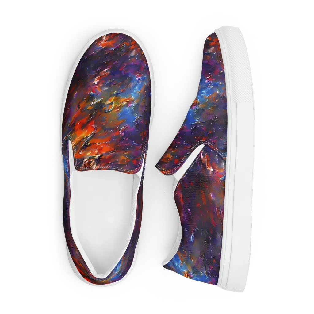 Auroral Ripples on Men's Slip-On Canvas Shoes — Front