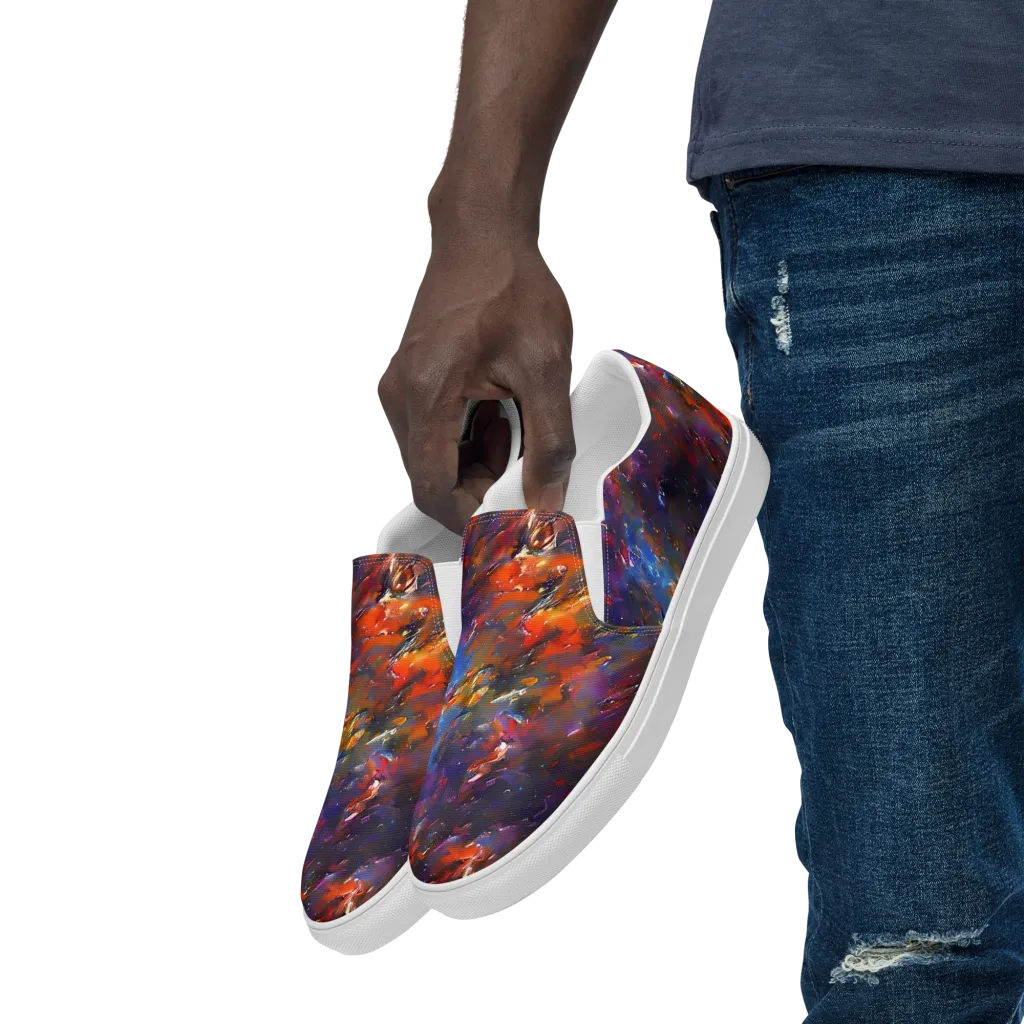 Auroral Ripples on Men's Slip-On Canvas Shoes — Left Front
