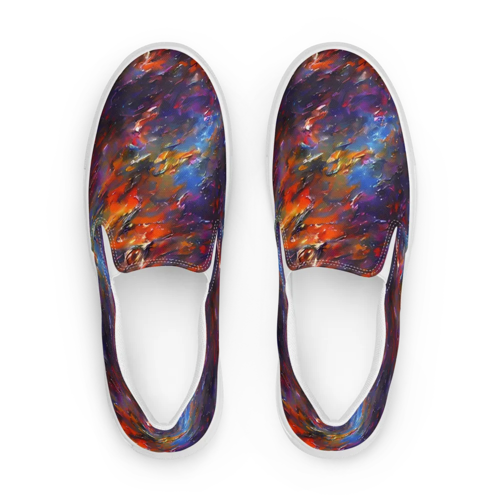 Auroral Ripples on Women's Slip-On Canvas Shoes — Front
