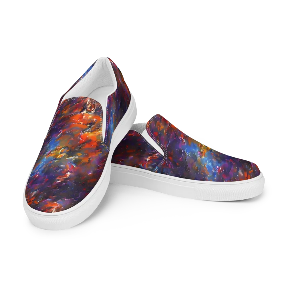 Auroral Ripples on Women's Slip-On Canvas Shoes — Left Front