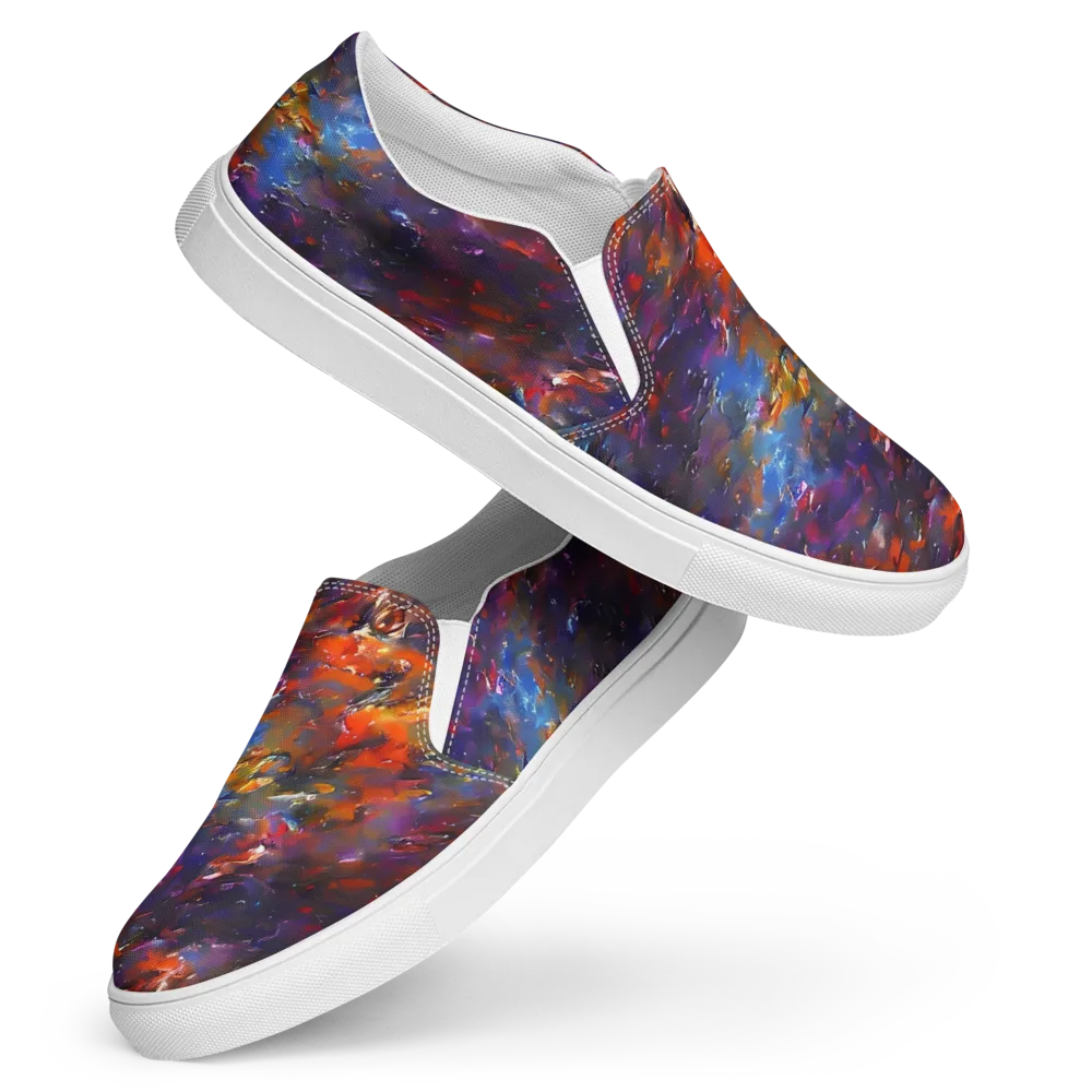 Auroral Ripples on Women's Slip-On Canvas Shoes — Front
