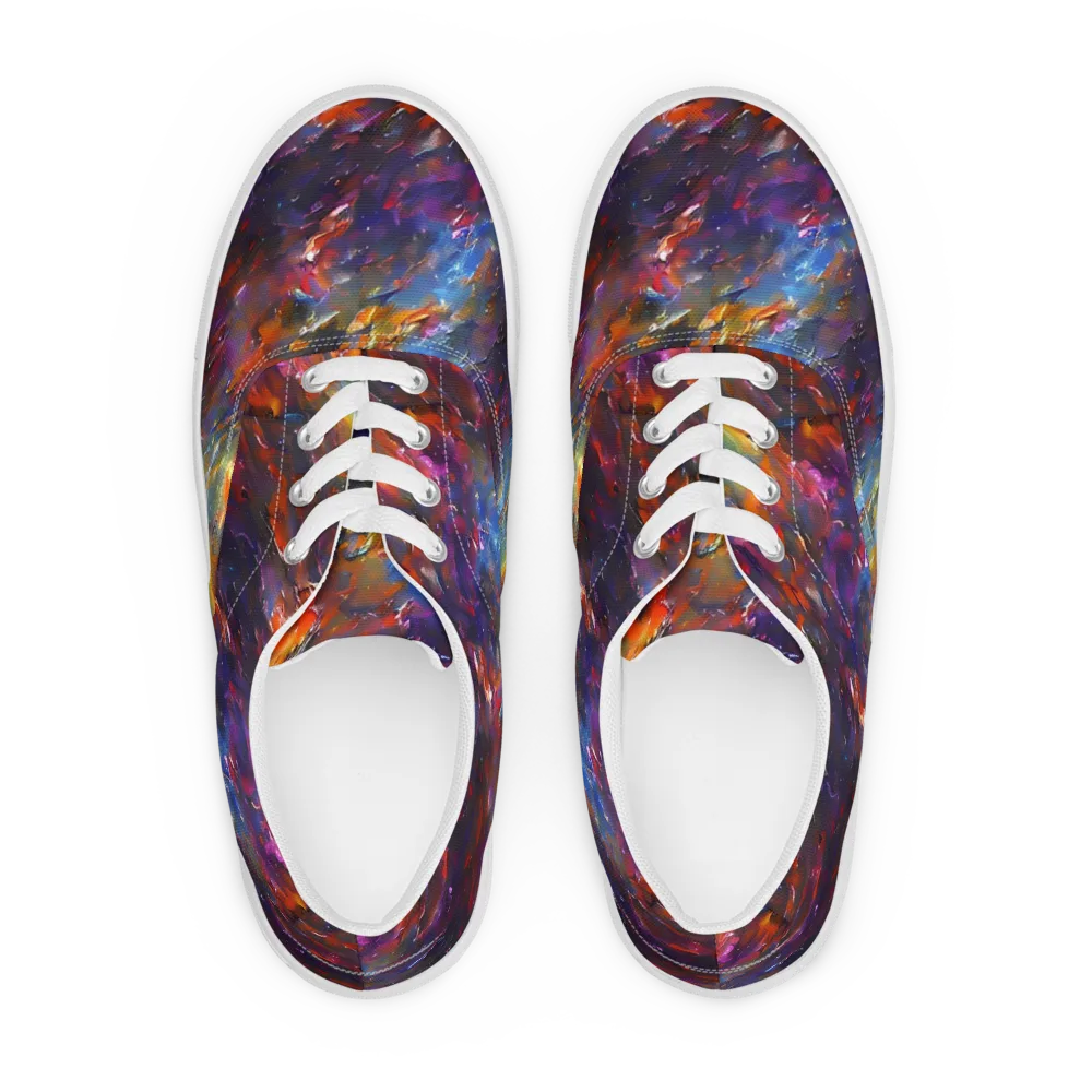 Auroral Ripples on Men's Lace-Up Canvas Shoes — Front