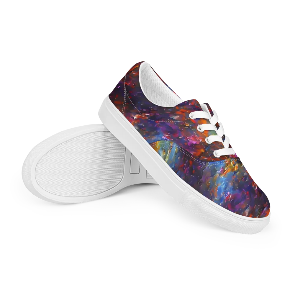 Auroral Ripples on Men's Lace-Up Canvas Shoes — Right Front