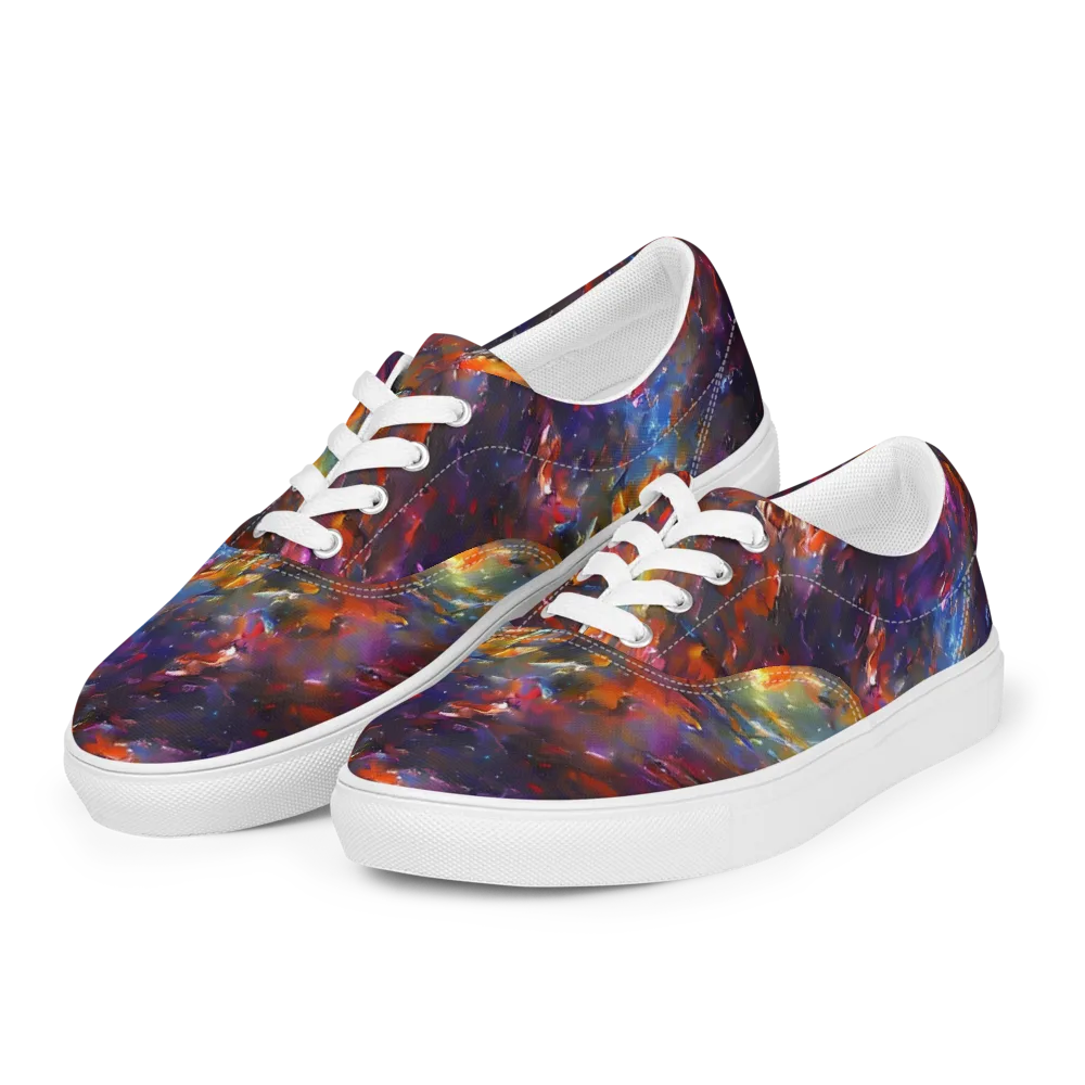 Auroral Ripples on Men's Lace-Up Canvas Shoes — Left Front