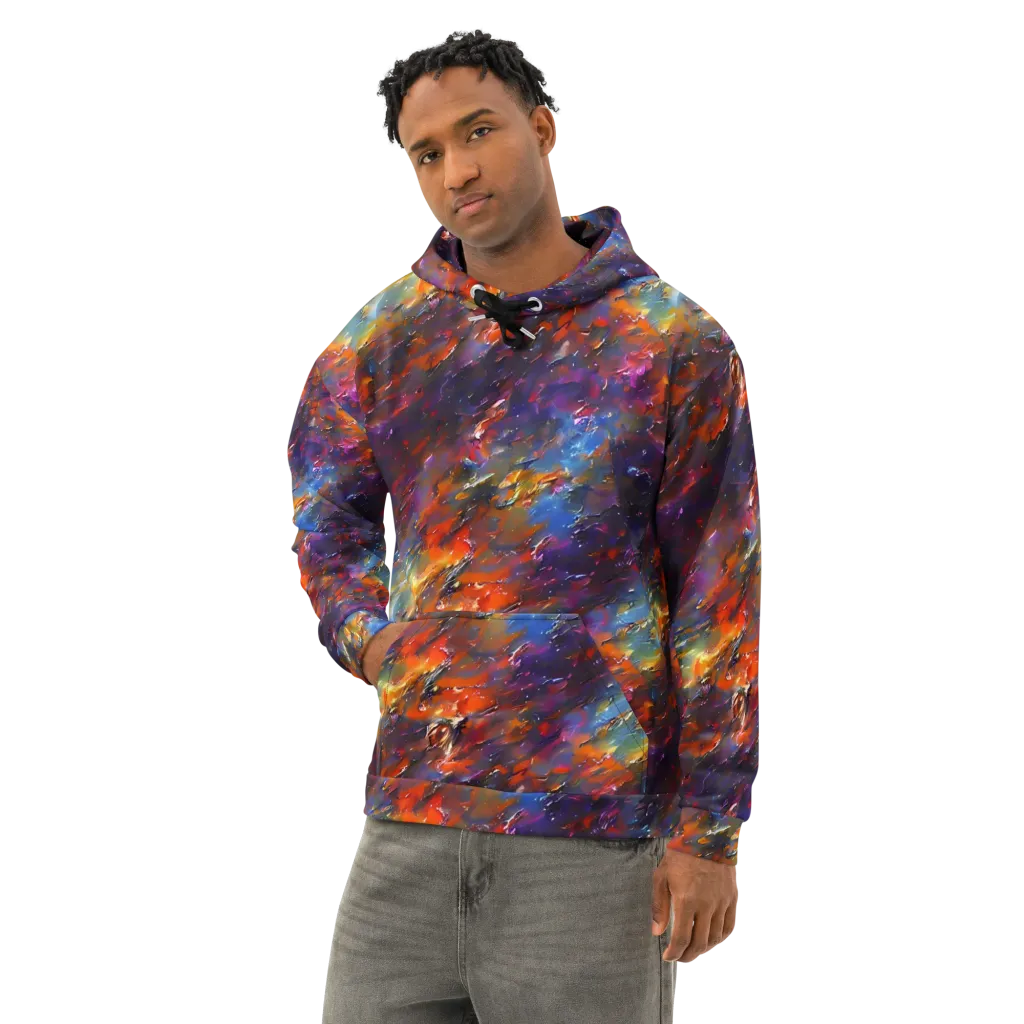Auroral Ripples on Cotton Hoodie — Left Front