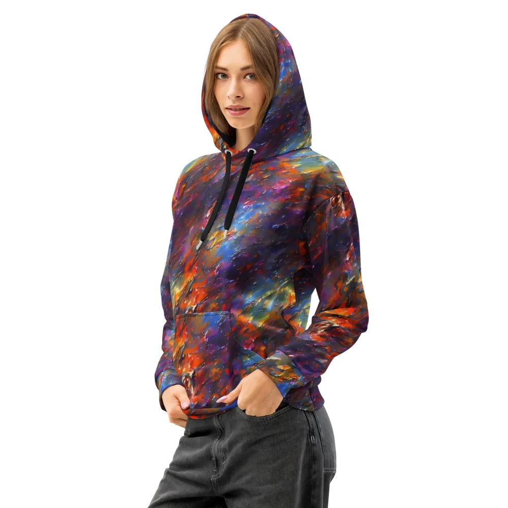 Auroral Ripples on Cotton Hoodie — Left Front