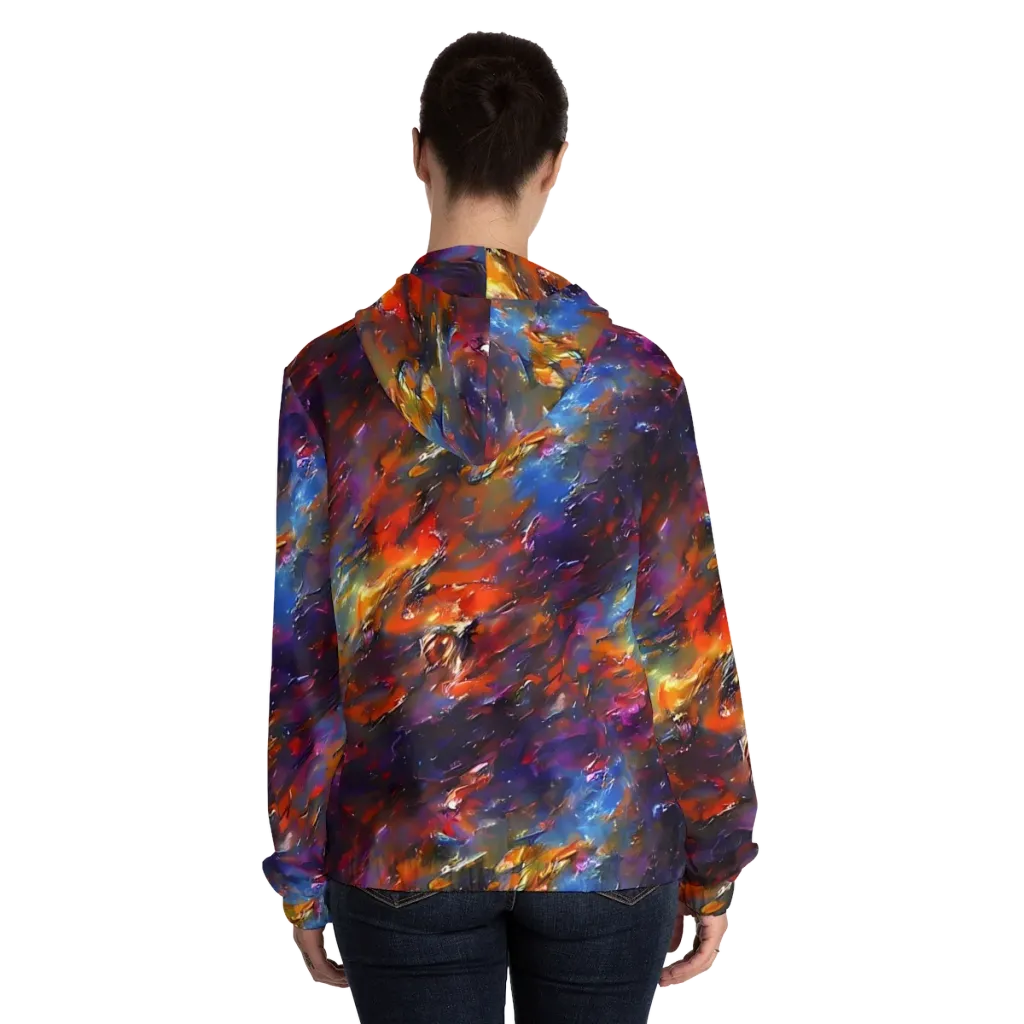 Auroral Ripples on Women's Full-Zip Hoodie — Back On Person