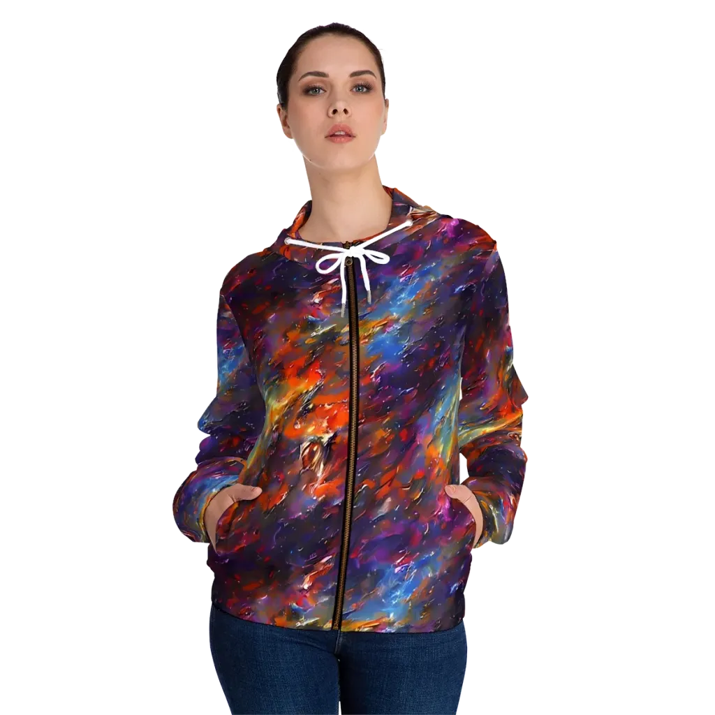 Auroral Ripples on Women's Full-Zip Hoodie — Front On Person